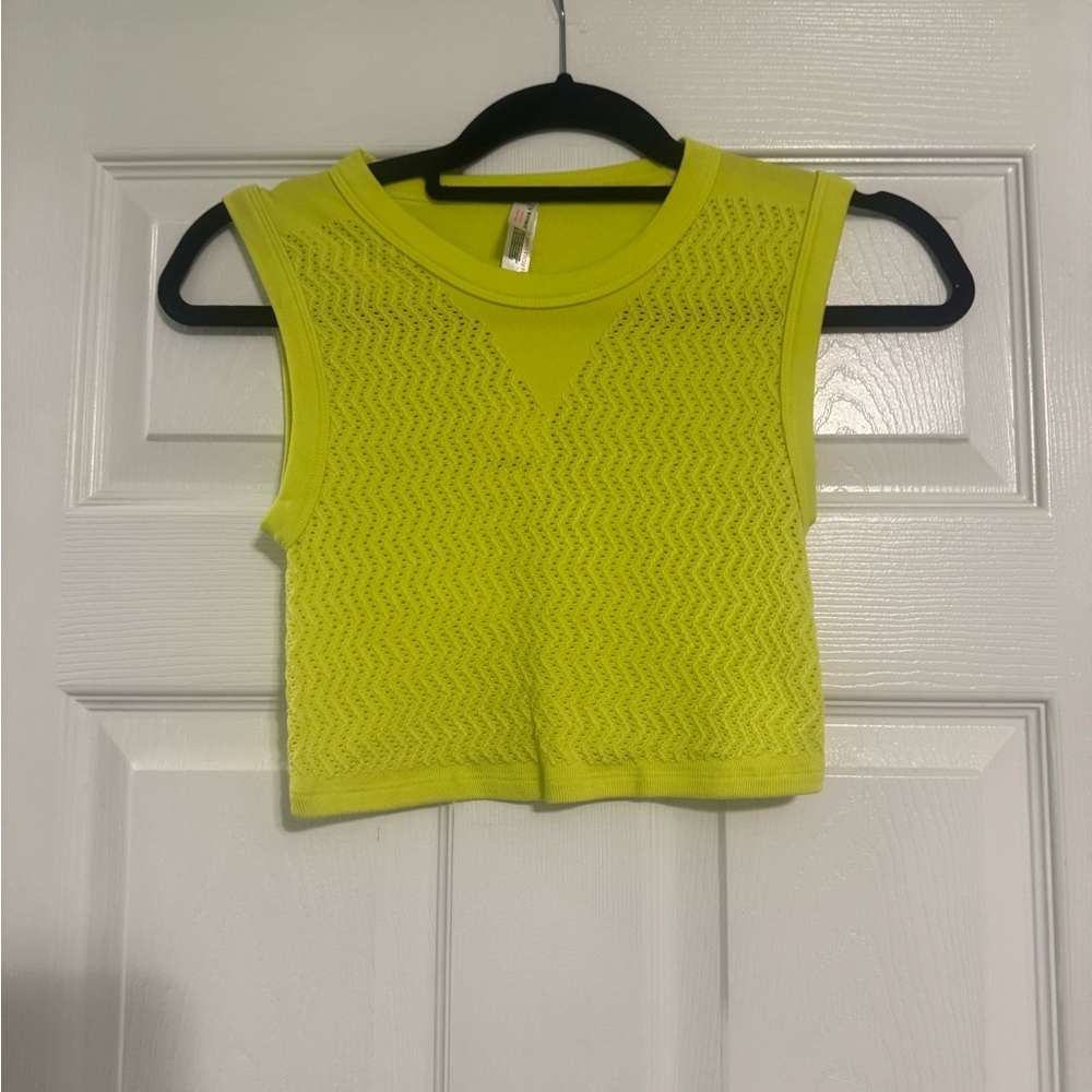 Free People Movement Free Trow Textured Muscle Tank- NWT highlighter size xs/s